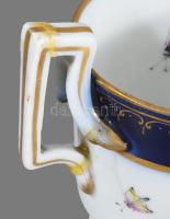 cca 1850-1880 Herendi 2 darab virágos-bogaras mintás csésze, jelzett, fülek ragasztottak, m: 9,5 cm