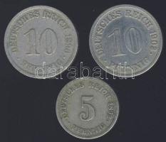 Német Birodalom 1892F 5Pf, 1896A 10Pf, 1903G 10Pf T:2/3,3