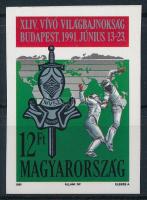 1991 Vívó világbajnokság III. vágott bélyeg