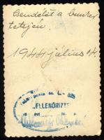 1944 "Csendélet a bunker tetején", II. világháborús fotó, a hátoldalon feliratozott, pecsé...