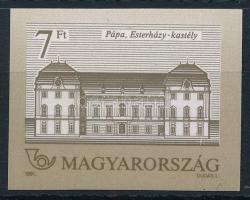1991 Kastélyok IV. vágott bélyeg (betapadás / gum disturbance)