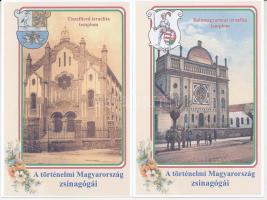 19 db MODERN reprint jellegű képeslapsorozat: A történelmi Magyarország zsinagógái (Észak-Alföld)