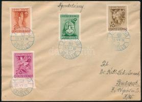 1939 4 db levél / lap "PAX-TING" bélyegzéssel, köztük 2 teljes sor is