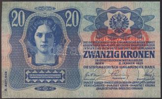 1913. 20K (2x) "Deutschösterreich" felülbélyegzéssel, színeltéréssel T:I
