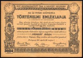 1916 Bp., Az új nyári időmérés történelmi emléklapja, kis sarokhiánnyal
