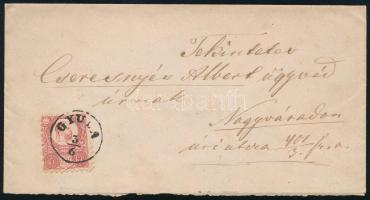 1871 5kr levélen "GYULA" - "NAGY VÁRAD"