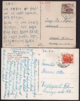 1945 utáni küldemény tétel, benne 32 db kivésett Korona + 15 db kivésett M.Posta + 13 db mozgóposta ...