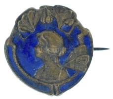 1900 k. balra néző nőt ábrázoló zománcozott bronz jelvény (26x27mm) T:XF