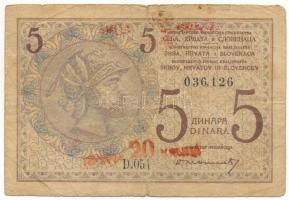 Jugoszlávia / Szerb-Horvát-Szlovén Királyság 1919. 5D "20K" felülbélyegzéssel, "036,1...