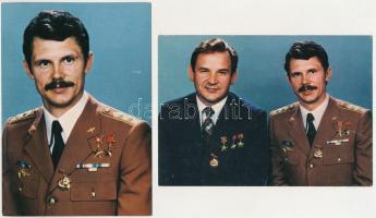 2 db MODERN űrhajós képeslap: szovjet-magyar közös űrrepülés, Farkas Bertalan, Valerij Kubaszov, 198...