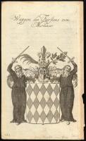 ca 1750 A monacoi hercegség rézmetszetű címere. 12x19 cm 

ca 1750 Copper-engraved coat of arms of...