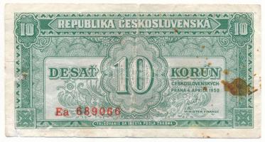 Csehszlovákia 1950. 10K "Ea 689066" T:F folt
Czechoslovakia 1950. 10 Korun "Ea 68906...