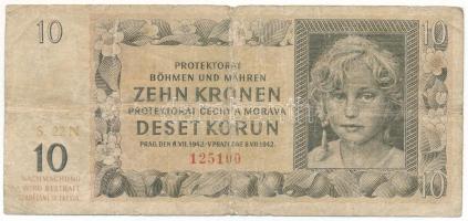 Német Harmadik Birodalom / Cseh-Morva Protektorátus 1942. 10K "S. 22N 125100" T:VG
German...