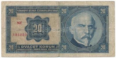 Csehszlovákia 1926. 20K "Nf 185220" T:VG
Czechoslovakia 1926. 20 Korun "Nf 185220&qu...