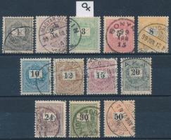 1898 Feketeszámú Krajcáros II. vízjelű kiadás 12 értéke (teljes sor), mind B4 vízjelállással