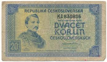 Csehszlovákia 1945. 20K "KA 830806" T:F,VG
Czechoslovakia 1945. 20 Korun "KA 830806&...