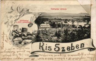 1911 Kisszeben, Sabinov; Gyalogsági laktanya, védőbástya a XVI. században. Szecessziós-virágos keret...
