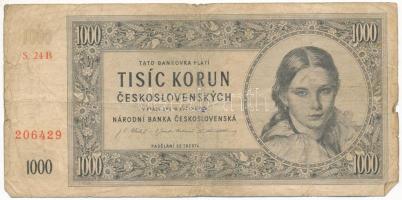 Csehszlovákia 1945. 1000K "S.24B 206429" T:VG
Czechoslovakia 1945. 1000 Korun "S.24B...