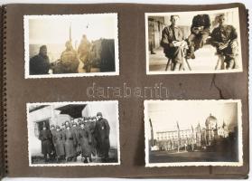 1940-1944 Német katona (Franz Gerstner) II. világháborús fotóalbuma, 46 db beragasztott fotóval (+1 ...