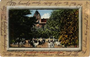 Savanyúkút, Bad Sauerbrunn; Restauration Bank / étterem, kert vendégekkel. Rapaport Adolf kiadása / ...