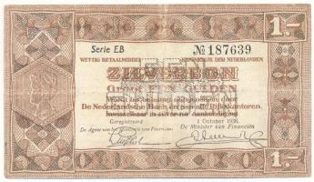 Hollandia 1938. 1G "Zilverbon (Ezüstértékű bankjegy)" T:F
Netherlands 1938. 1 Gulden &quo...