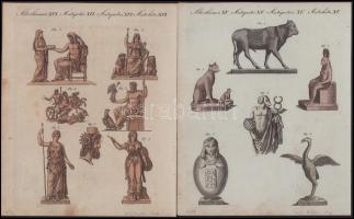 ca 1820 Az antikvitás szobrai, istenek 9 db színezett rézmetszet 19x24 cm