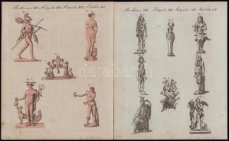 ca 1820 Az antikvitás szobrai, istenek 9 db színezett rézmetszet 19x24 cm