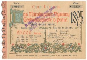 1895. Osztrák-Magyar Monarchia / Prága / 1K értékű lottószelvény a prágai Cseh és Szlovák Néprajzi K...