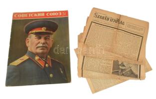 1953 Sztálin haláláról tudósító újságok, 6 db, sérülésekkel + 1 db orosz nyelvű