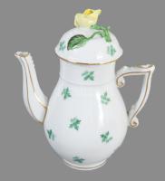 Herendi kávés kanna, jelzett, fedele sérült, m: 16,5 cm