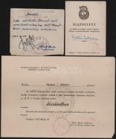 1959-1967 Magyar Honvédelmi Sportszövetség (MHS) iratok, 3 db: igazolvány, igazolás, dicsérő oklevél