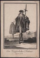 Erdély, császári darabont katona. Rézmetszet, papír. C. Luyken Jelzett. ca 1720 20x28 cm

A darabo...