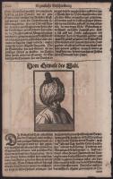 ca 1600. Török nagyvezér és kádi (bíró) fametszetű ábrázolása kísérő szövegekkel a törökökről. Lapmé...