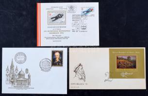 50 db magyar, osztrák és román FDC, benne sorok, önálló értékek és 2 db blokk is, bonbonos dobozban