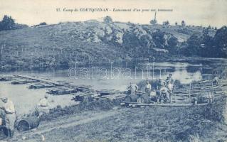 Guer, Camp de Coetquidan / French military educational facility, barrels over the bridge