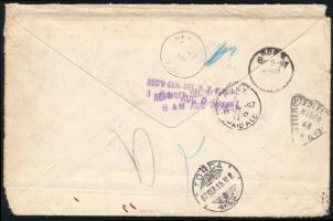 1897. jul. 22 Levél Tordáról New Yorkba Színes számú 10kr pár bérmentesítéssel, hosszas keresgélés u...