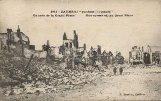 Cambrai, a corner of the Great Place, after the bombing