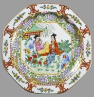Tozan, japán porcelán tálka, Matricás, jelzett, hibátlan d: 16 cm + tányér d: 18 cm