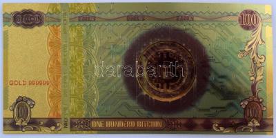 DN 100 Bitcoin aranyfóliás bankjegy T:AU
ND 100 Bitcoin gold foil banknote C:AU