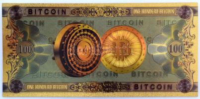 DN 100 Bitcoin aranyfóliás bankjegy T:AU
ND 100 Bitcoin gold foil banknote C:AU