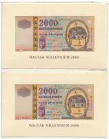 2000. 2000Ft "Millenium" (2x) sorszámkövetők "MM 0348377 - MM 0348378 " eredeti ...