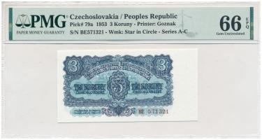 Csehszlovákia 1953. 3K "BE 571321" eredeti PMG tokban T:UNC (66 Gem Uncirculated)
Czechos...
