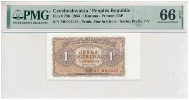 Csehszlovákia 1953. 1K "ME 004308" eredeti PMG tokban T:UNC (66 Gem Uncirculated)
Czechos...