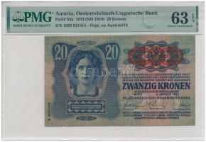 1913. 20K II. kiadás, piros "DEUTSCHÖSTERREICH" felülbélyegzéssel, eredeti PMG tokban T:UN...