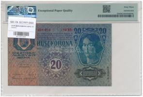 1913. 20K II. kiadás, piros "DEUTSCHÖSTERREICH" felülbélyegzéssel, eredeti PMG tokban T:UN...