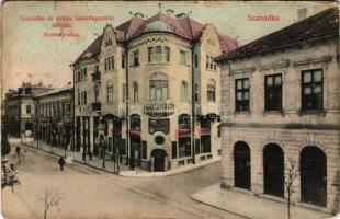 1910 Szabadka, Subotica; Szabadka és Vidéke Takarékpénztár épülete, Kossuth utca, Fonciere biztosító...