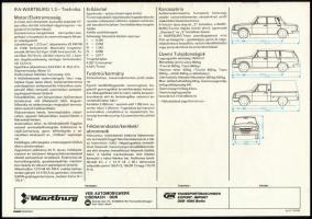 1988 Wartburg 1.3, színes fotókkal illusztrált, magyar nyelvű ismertető prospektus
