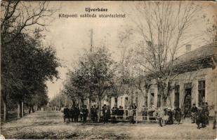 1913 Újverbász, Verbász, Novi Vrbas; Központi szálloda utca részlettel / hotel, street view (EK)