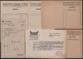 cca 1950 Radocsay Ferenc utóda vas- és festékkereskedés kitöltetlen fejléces számlák, elismervények ...