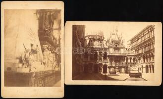 cca 1900 Velence, a Dózsepalota belső udvara + Antonio Canova szobrász síremléke a Frari-templomban,...